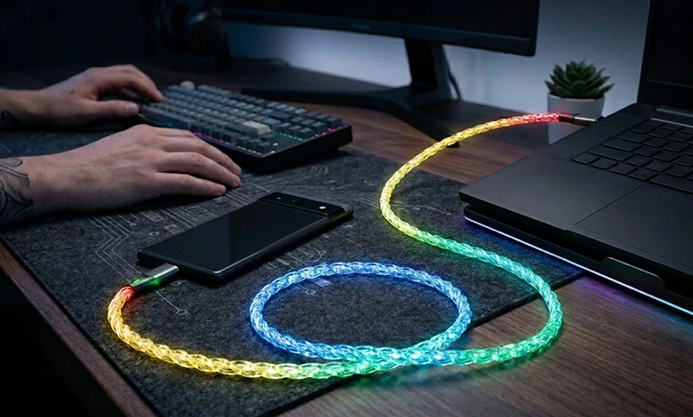 Philips Party Cable,60W USB-C to USB-C, 480Mbps, 1M, RGB - DLC5130C