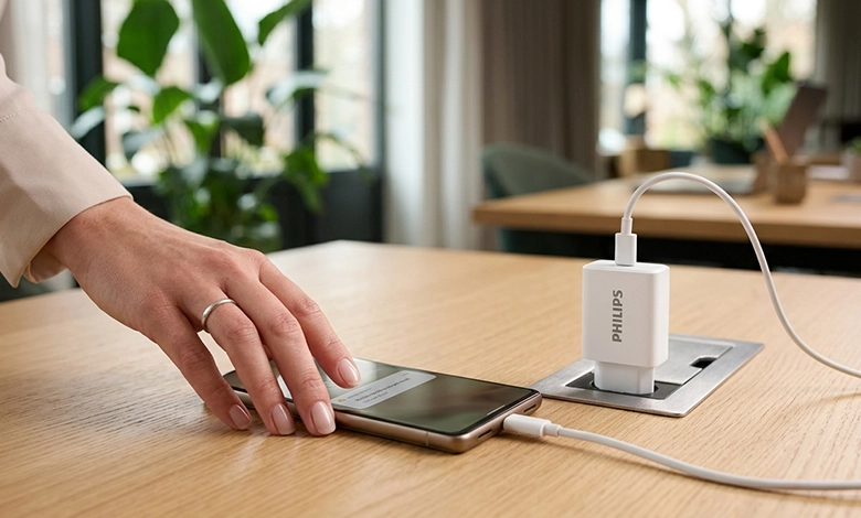 Philips wall charger 30w with type c-c cable - DLP5312CW